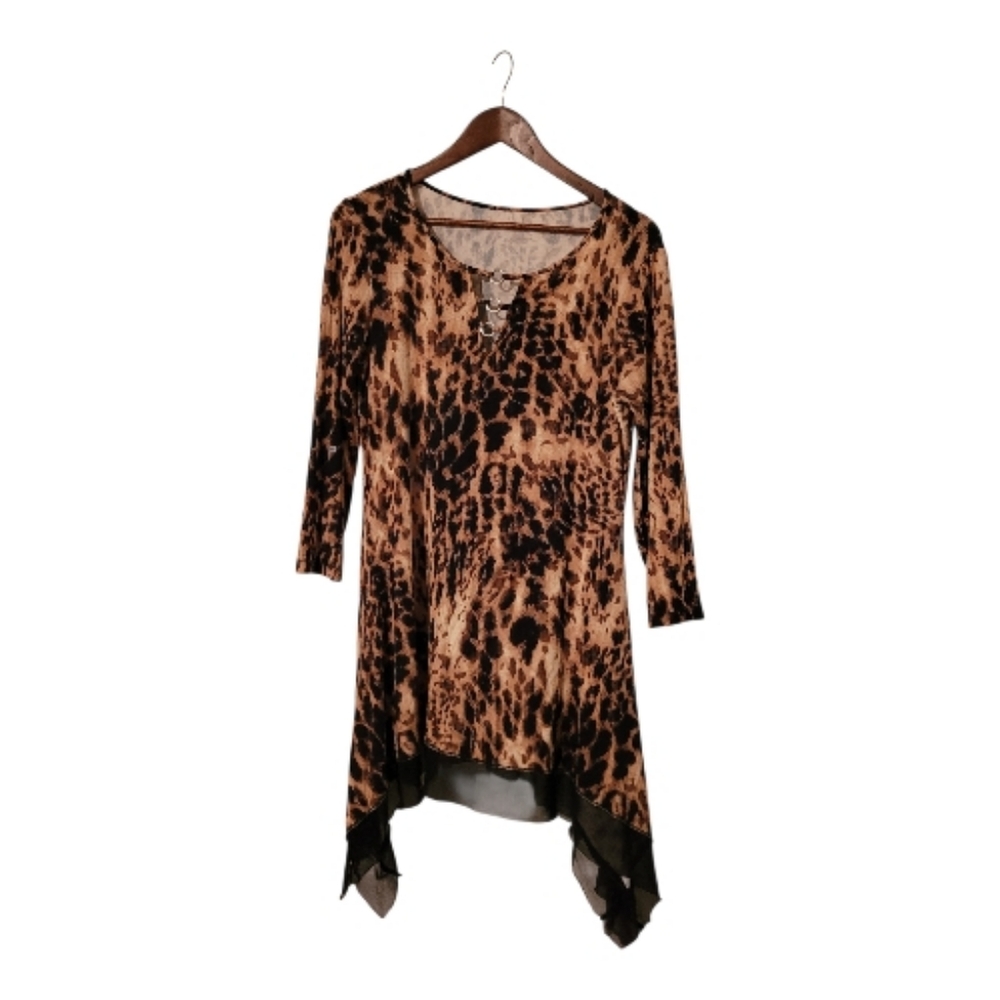 Cable & Gauge Leopard Print Asymmetrical Tunic Size Small
